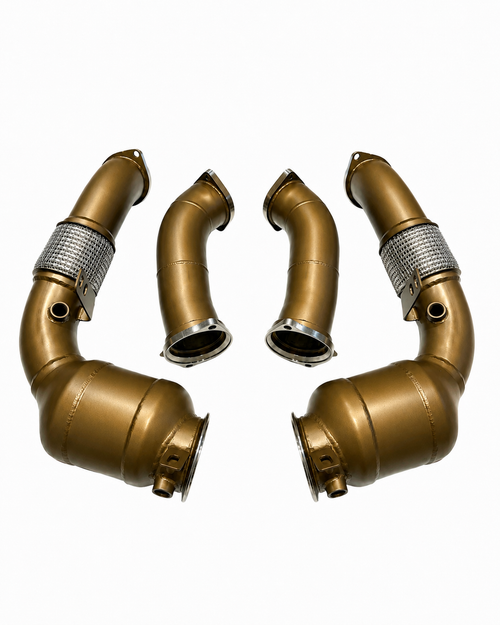 SLN S68 200-cell ceramic sports cat downpipes for BMW G90 and G99 M5, 2024–2025 build