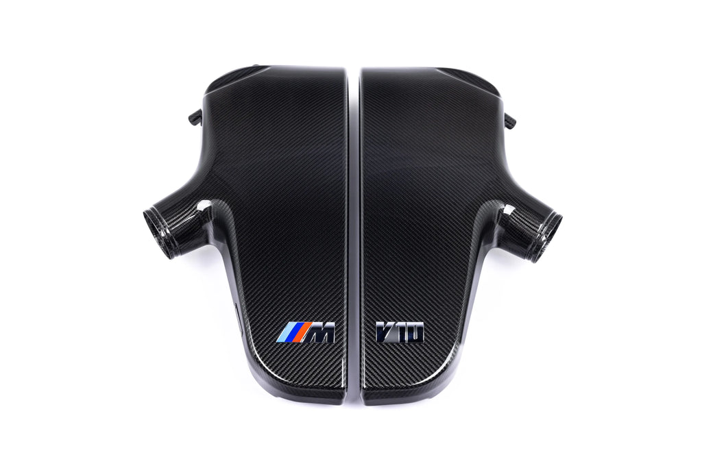 Top view of Eventuri carbon plenum for BMW S85 V10 M5 and M6