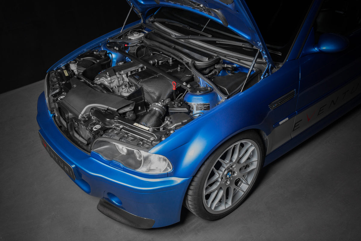 BMW E46 M3 with Eventuri hybrid airbox and intake fitted