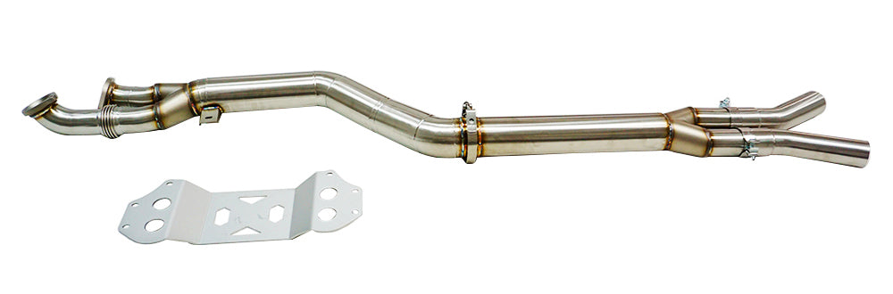 SLN BMW S58 M3 G80 M4 G82 & X3M X4M LCI 4.0" Single Mid Pipe with Under-Brace
