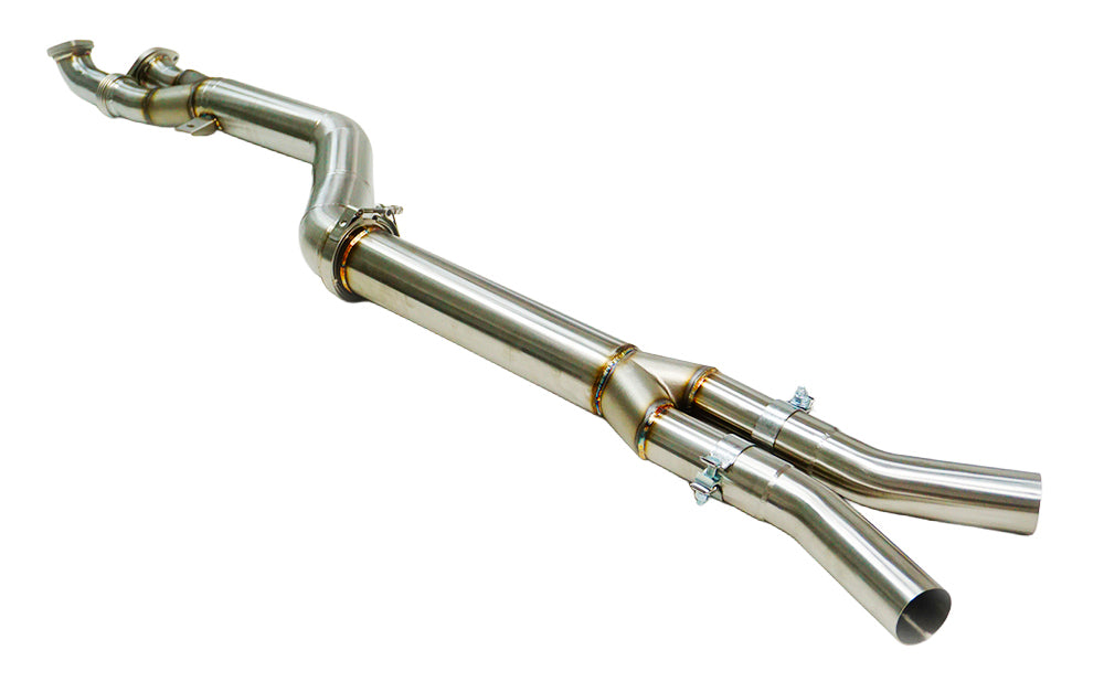 SLN BMW S58 M3 G80 M4 G82 & X3M X4M LCI 4.0" Single Mid Pipe with Under-Brace