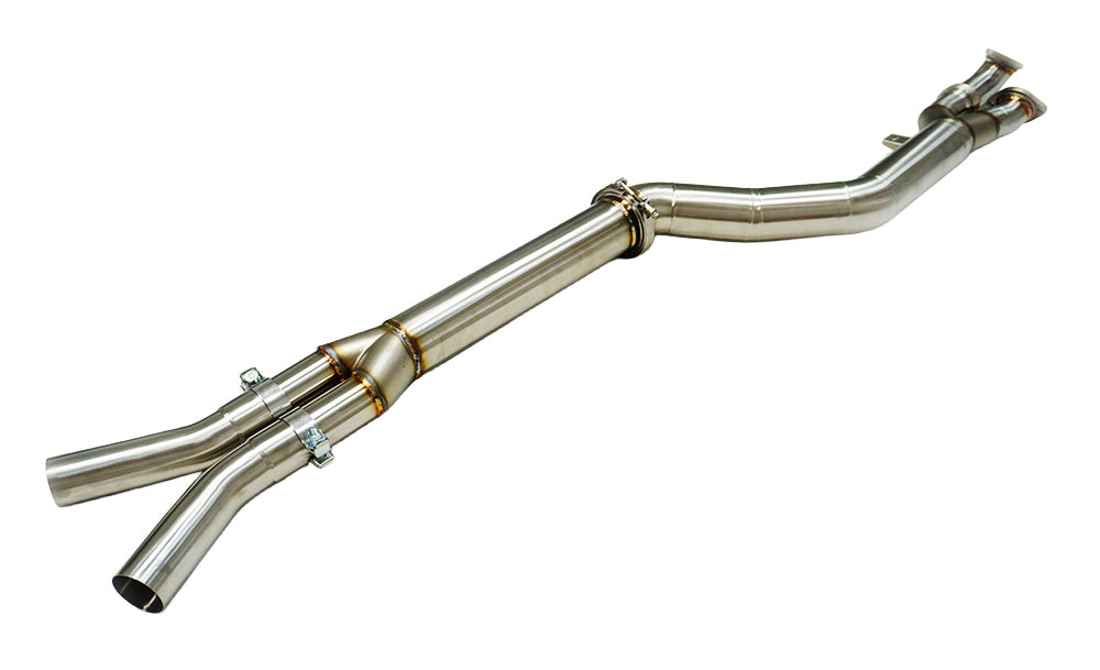 SLN BMW S58 M3 G80 M4 G82 & X3M X4M LCI 4.0" Single Mid Pipe with Under-Brace