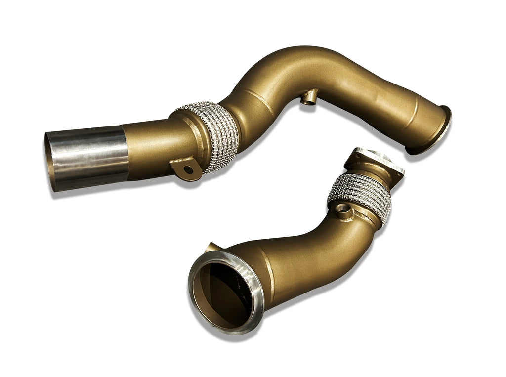 SLN BMW S55 Ceramic Coated Decat Downpipes M2C F87 M3 F80 M4 F82 3.5"