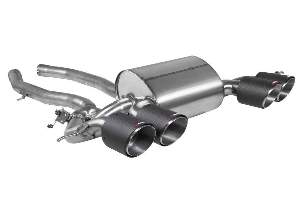 Scorpion SBM084CF rear exhaust with carbon Ascari tailpipes for BMW G80 M3 and G82 M4