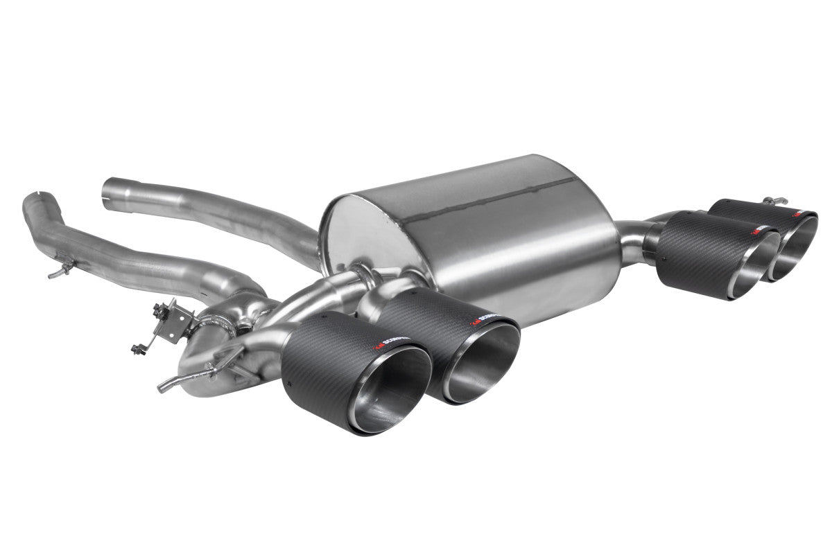 Scorpion SBM084CF rear exhaust with carbon Ascari tailpipes for BMW G80 M3 and G82 M4