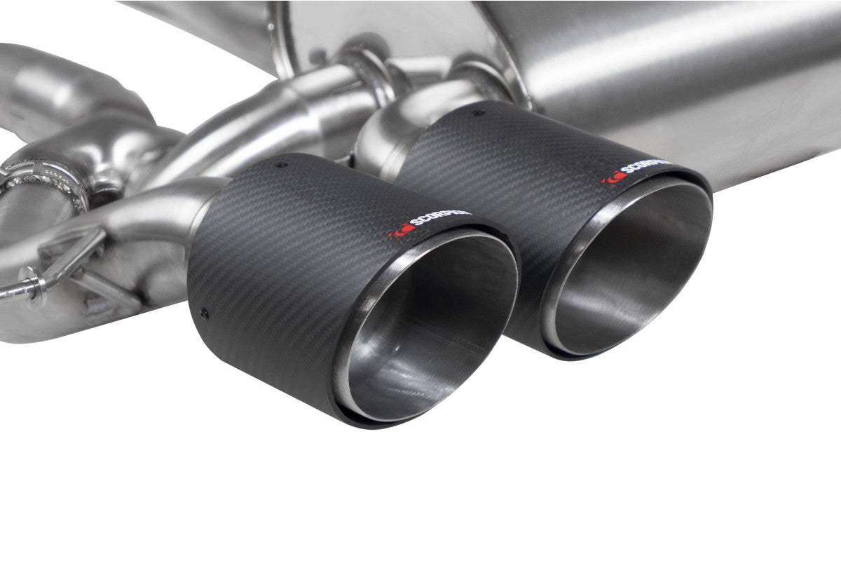 Close-up of Scorpion carbon Ascari exhaust tips