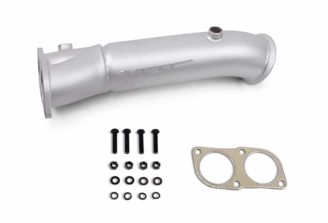 VRSF N55 racing downpipe with supplied gasket and mounting hardware for BMW E-Series 135i and 335i