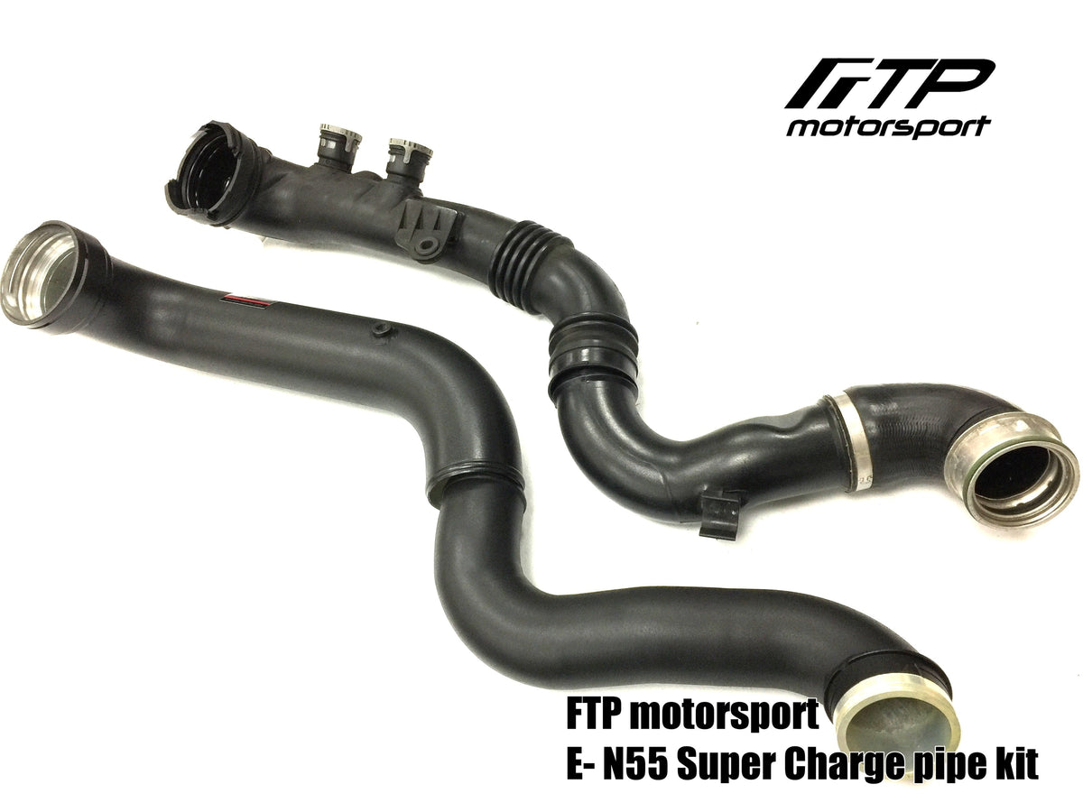 Original N55 E-Series charge pipe compared with the FTP replacement assembly