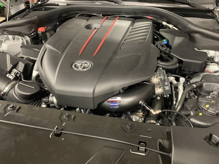 Black FTP B58 Gen 2 charge pipe fitted to a Toyota GR Supra 3.0