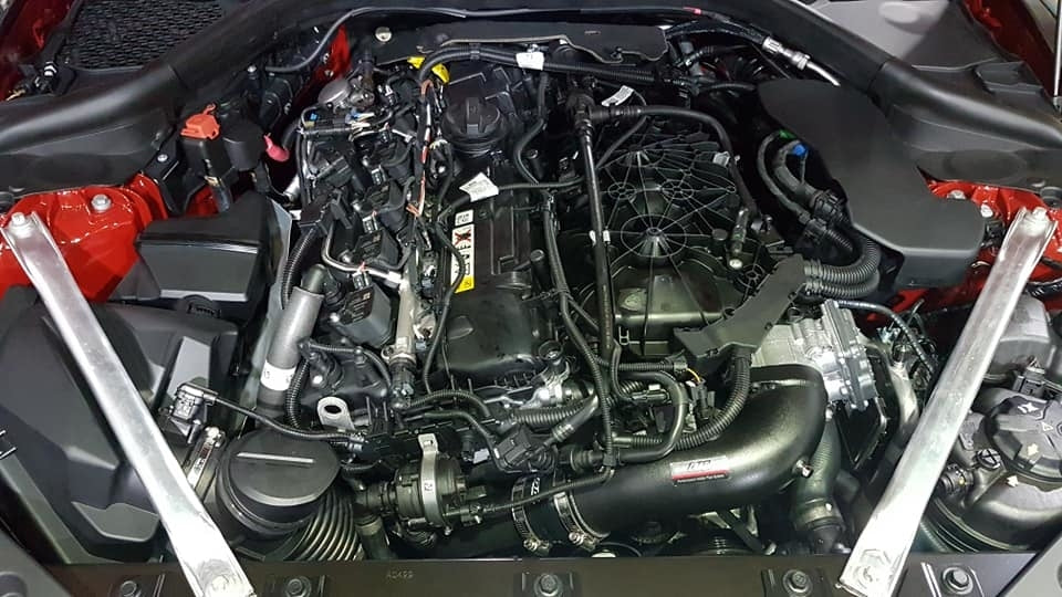 FTP B58 Gen 2 charge pipe installed in a BMW engine bay