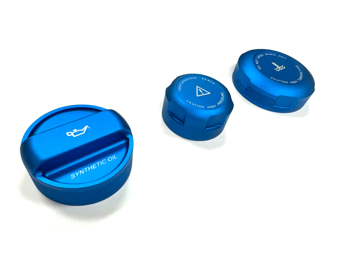 FTP MaxCap Cover Set — BMW S55 — Blue — supplier product photograph