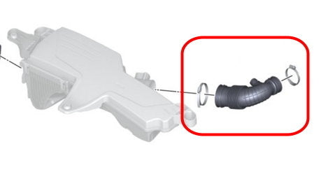 Original BMW N13 inlet location shown in the intake routing diagram