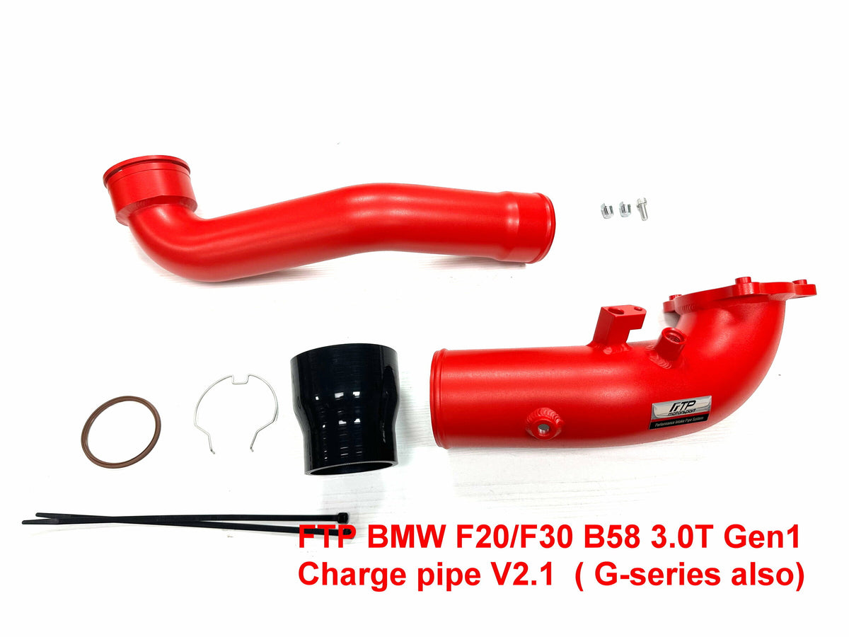FTP Charge Pipe — BMW B58 Gen 1 — F2X M140i — Red — supplier product photograph