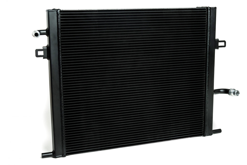VRSF 10583010 heat exchanger viewed from the connection side, showing hose fittings and mounting tabs